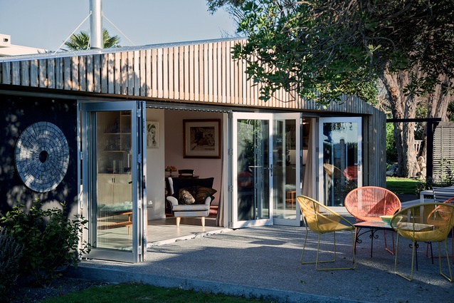 Instead of demolishing King-Roberts House in Hawke’s Bay, Atelierworkshop has recycled and rebuilt, creating a thermal-mass slab inside the glazed north-facing addition.