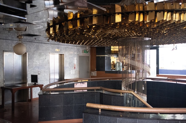 Level 2 brass chandelier.