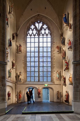 The chapel of the saints. Specific Catholic Saints that were worshiped in the Laurens Church in the Middle Ages, part of an exhibition design by Amsterdam-based Kossmann.dejong.