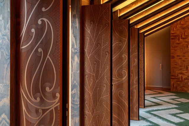 Te Rau Karamu Marae, Massey University by Te Kāhui Toi and Athfield Architects, winner of the Supreme and Civic Awards.