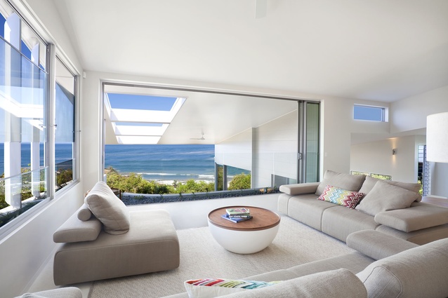 The living area with extensive ocean views. 