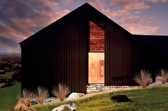 The Hunua house's exterior cladding is a mix of Coloursteel, cedar and bluestone. 