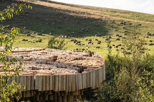 Xylem, Montana, a pavilion of singular effect, using timber preciously. 