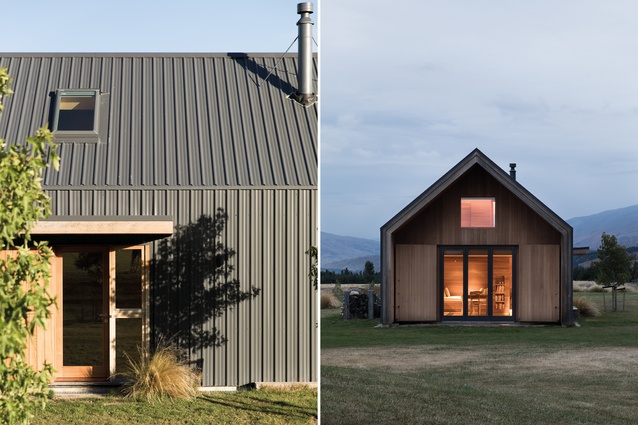 The exterior is wrapped in grey Colorsteel; the shed already had an attractive gable form, and the project involved inserting the interior spaces within this form.