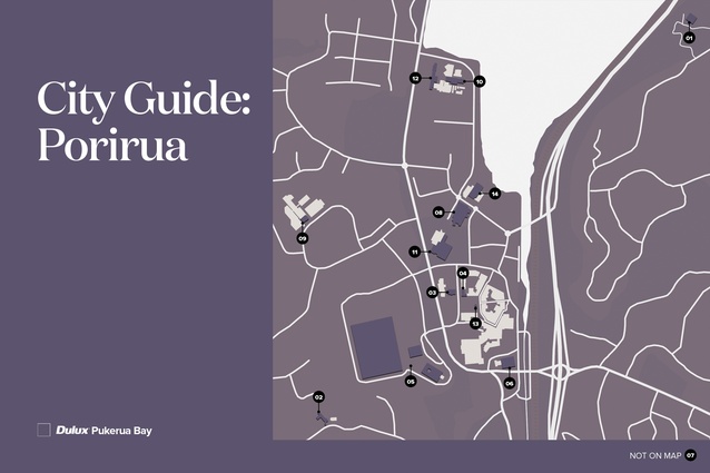 <em>Itinerary City Guide: Porirua</em>. Featured is <a 
href="https://www.dulux.co.nz/colour/purples-and-pinks/pukerua-bay/?srsltid=AfmBOorXSEz0x4NpZ5B_FjMSsycDi2oxae-cn_xoQf-vFTkg67DnQSRp"><u>Dulux Pukerua Bay</u></a>, Dulux Colours of New Zealand.