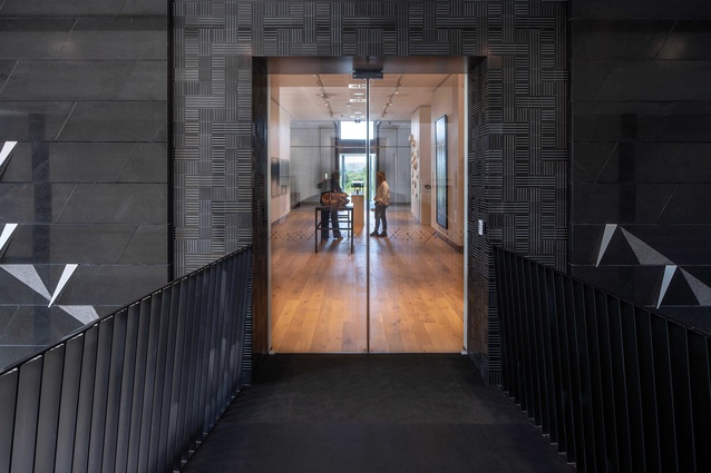 The bridge leads to the central gallery.