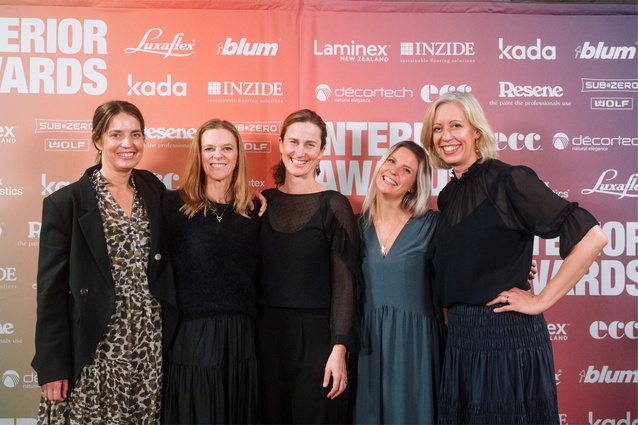 The team from at.space, finalists in the Residential award category: Kirsty Coulter, Tomi Williams, Alex McLeod, Jacqui Hancock and Victoria Gaylard. 