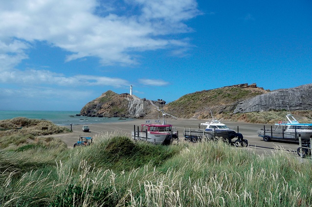 The outstanding natural landscape of Castlepoint includes existing structures alongside commercial and recreational activity.