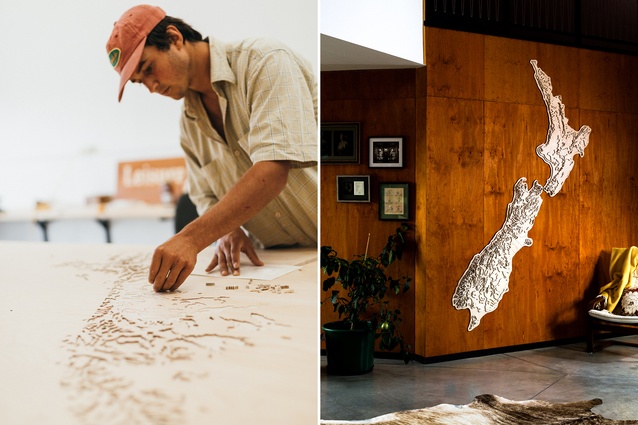 The Topo Map from Leisure Workshop is 2.6 metres tall and features seven layers of CNC-cut birch ply.