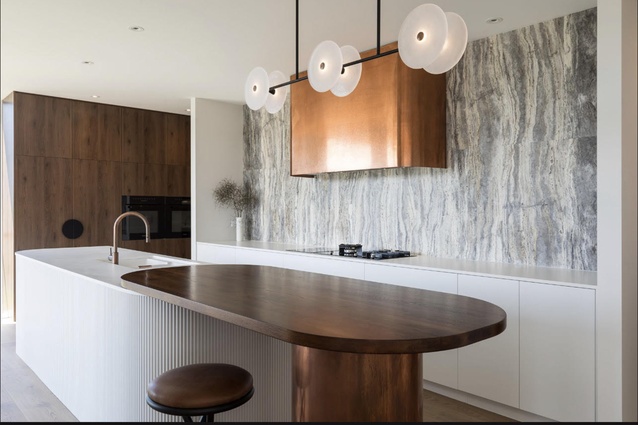 Finalist: Residential Kitchen – Curved Copper by Sticks + Stones Design.
