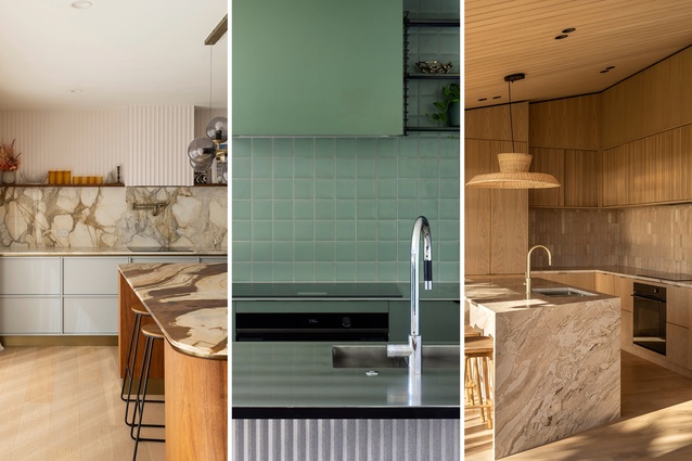 This year’s Residential Kitchen finalists. From left: Smale Street Kitchen; Home Sweet Home; and Waitī House.