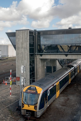 The new train station receives Auckland’s electric trains, which were introduced to the city in 2015.  