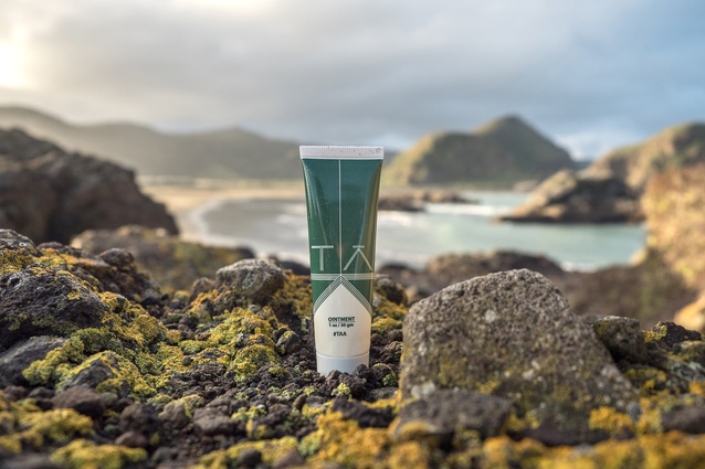 Packaging and branding design for TĀ Skincare healing balm designed with Ryan So’oula and Savannah Petero.