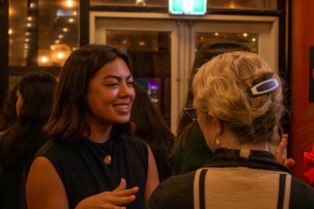 Guests enjoying the Women in Urbanism and Architecture + Women’s collaborative Weaving Connections event. 