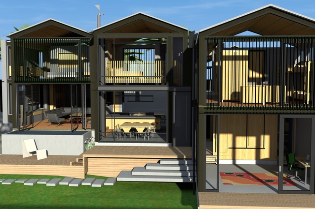 Rendered image of the boatshed house in Auckland’s Takapuna.