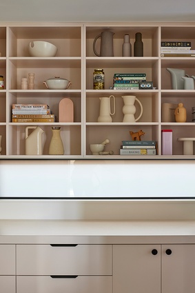 The scullery and laundry cabinetry is in Melteca ‘Porcelain Blush’.