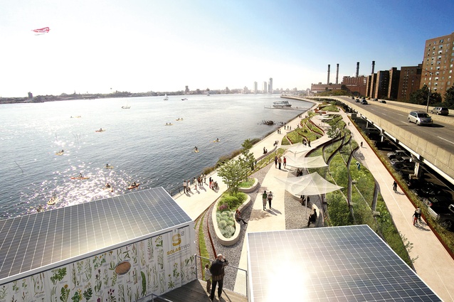 A section of the BIG U, a 16km protective
system that encircles Manhattan, protecting the city from floods and stormwater while, at the same time, providing public realm space.