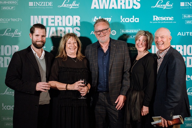 Ellis Mitchell, Sandy Wallace, Shane Harris, Kim Jarman and Lance Mitchell (Luxaflex) – Interior Awards 2021 sponsors.