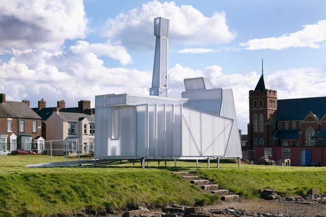 Temporary writers' residence, Hadrians Wall, UK by Matthew Butcher, Kieran Wardle and Owain Williams. Composed of a steel frame clad in panels of translucent polycarbonate.