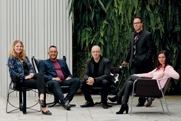 From left: Emily Priest, Andrew Tu’inukuafe, Andrew Barrie,  Federico Monsalve and Cecile Bonnifait.