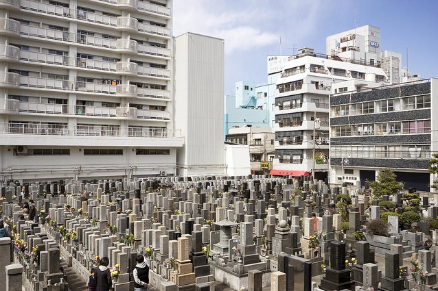 A cemetery neighbouring houses in Tokyo.