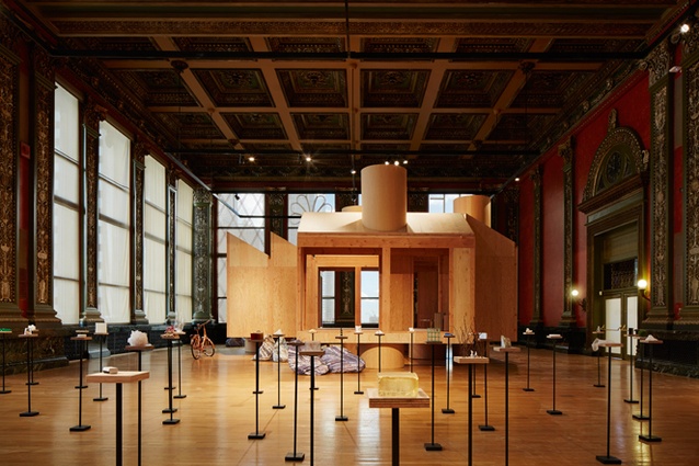 Corridor House by MOS Architects (at rear), Chicago Architecture Biennial 2015.