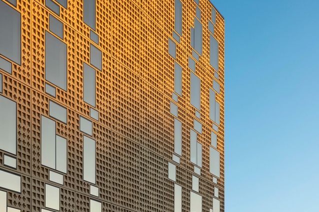The waffle-like façade of 3TKW.