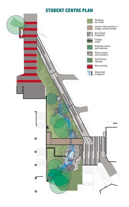 Water feature and paving plan.