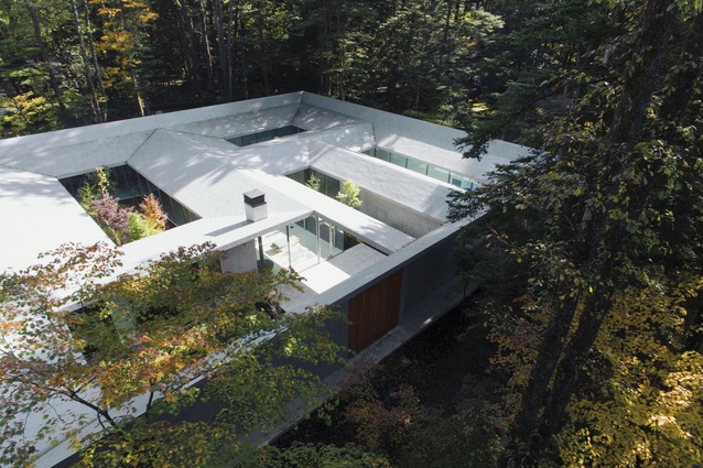Set in a forest in Nagano, Japan, the house is designed to capture light depending on the position of the sun. 