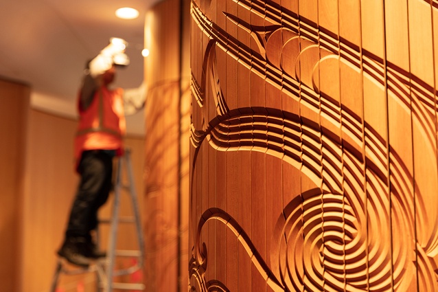 The work blends traditonal Māori design and concepts with modern, digital fabrication techniques.