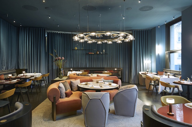 The Marktgasse Hotel restaurant in Niederdorf, Zurich (2020) by Patricia Urquiola.