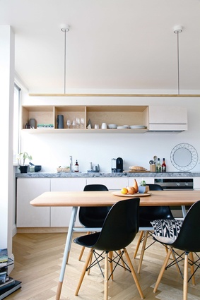 Winner of Emerging Architecture Practice: Archier. Pictured is Archier's Ashfield Apartment featuring the studio's Highline pendant light and Otway dining table. 
