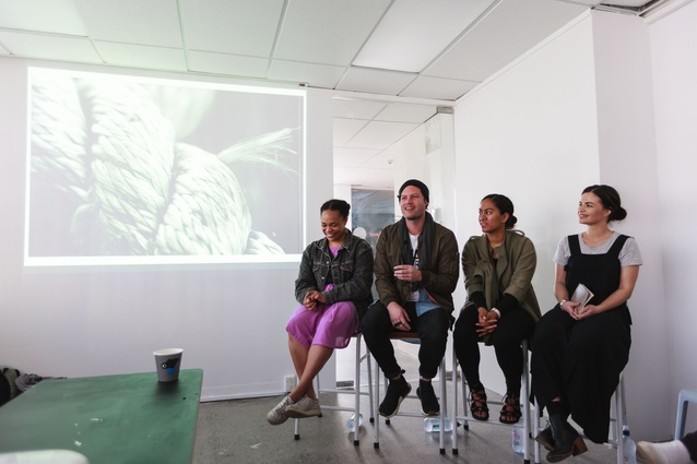 Emerging Maori practitioners (Amber Ruckes, Te Ari Prendergast, Jacqueline Paul and Hana Scott) discussed Tikanga in Architecture during a morning panel discussion at Artspace.
