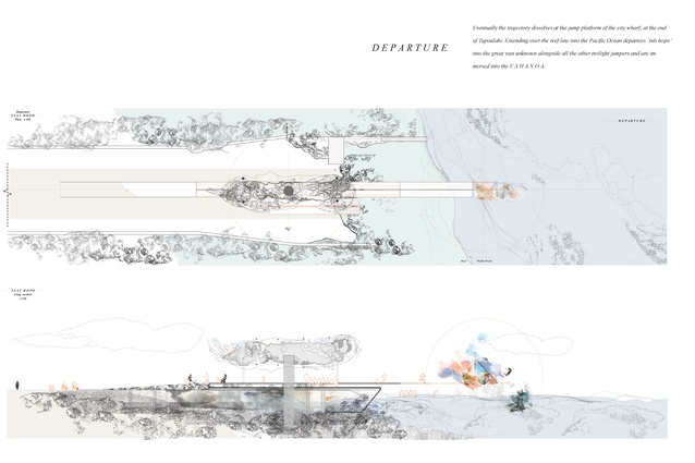 Shifting Grounds thesis drawing (2017): Departure.
