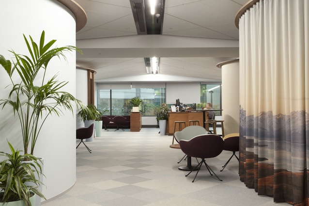 Clusters of circular meeting rooms create nooks and niches for collective space, providing little meeting places and opportunities for collaboration. 