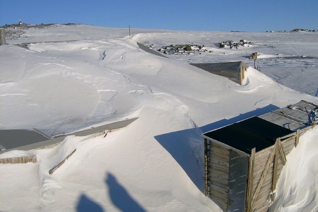 Snow loading engulfed Scott’s Terra Nova Hut 
at Cape Evans.