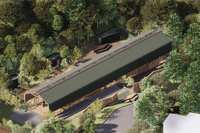 Aerial vista of the fale complex.