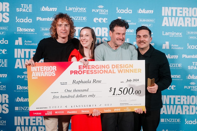 The team from ahha celebrates Rapahela Rose’s Emerging Design Professional award.