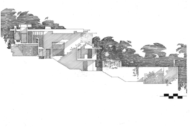C House (1998) in Brisbane by Donovan Hill. Section.