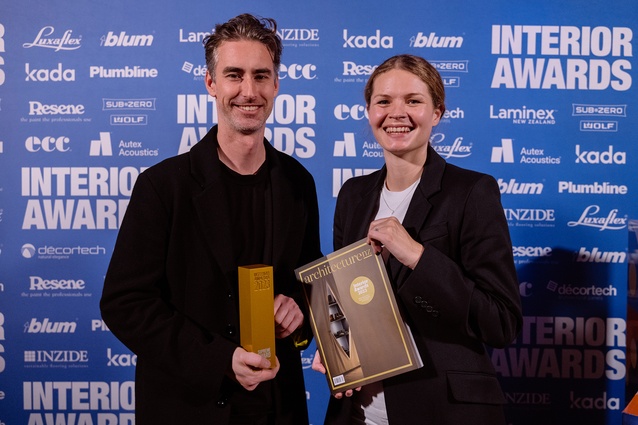 George Gregory and Emily Priest of Cheshire Architects, winners of both the Retail and Supreme Awards for Faradays.