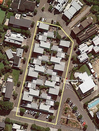 Aerial view of Boardwalk Lane in Seatoun.