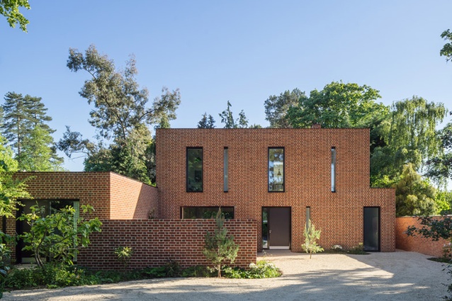 Woodridge House, England by Tompkins Rygole. Referencing local heritage, the façades and walled garden are faced in Flemish-bonded handmade bricks.