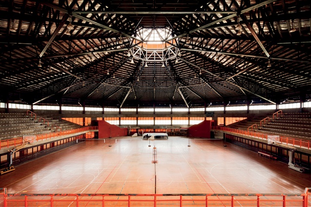 ‘Atele National Indoor Stadium, Lotoha’apai. Designed by Jaimi Associates, responsible for much commercial architecture of the period around the South Pacific. Completed in 1994.