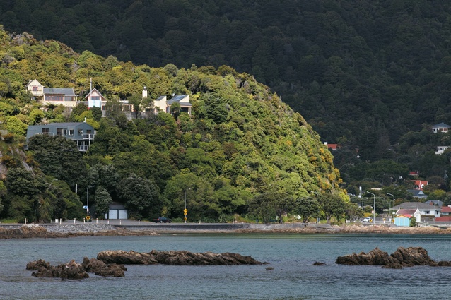 Gus Watt’s house spreads across a hillside at Sorrento, on the eastern side of Wellington Harbour.