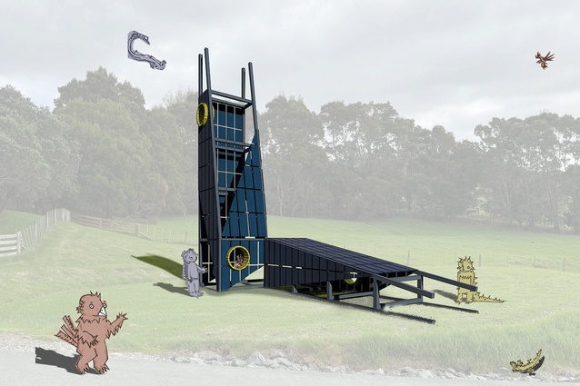 'Te Kaitiaki' by Mary Allen (Makers of Architecture), Eva Albiston (Arête Architects),
Hannah Brodie (KebbellDaish Architects) and Harry Davis (Architecture HDT).