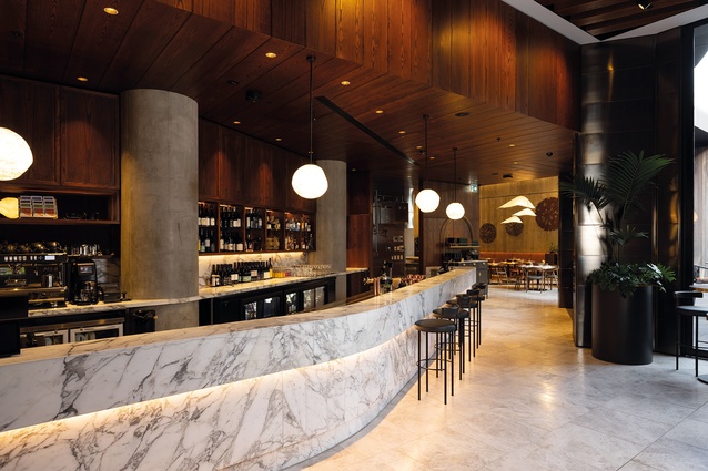 Bar and restaurant spaces.