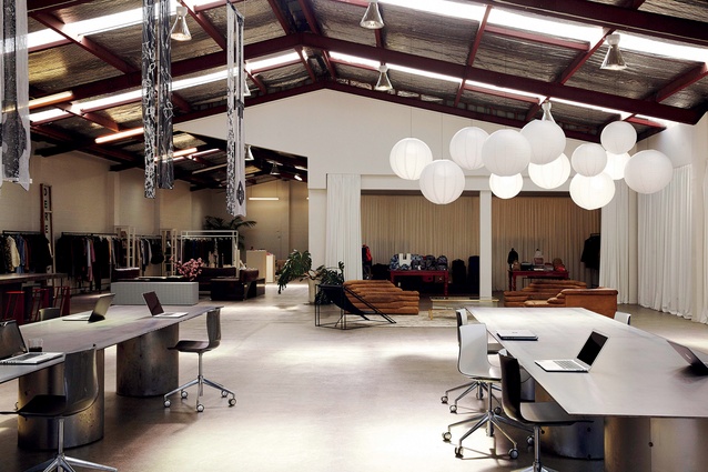 The subdivision of all the meeting rooms and warehouse was achieved by suspending long PVC plastic sheets, which hang very much as curtains do but require little maintenance. 