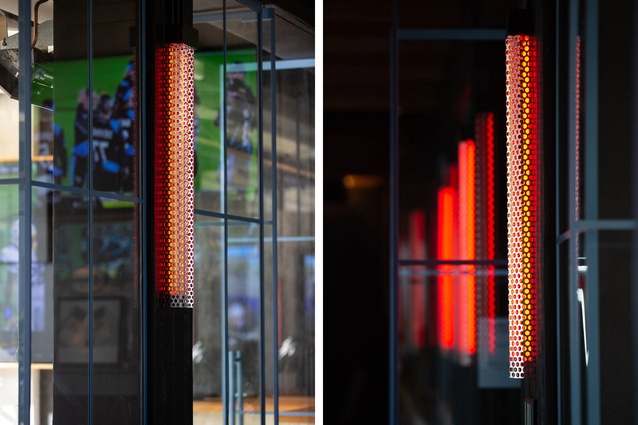 Bespoke lighting creates interest while matching the energy of sports enthusiasts.