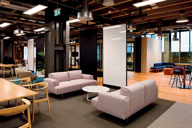 "Co-working spaces are notorious for having atmosphere and, usually, they have a more hospitality-like feel as opposed to a corporate look,” says Kassian of Jasmax. 