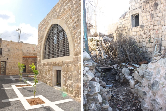 Birzeit University guest house (before and after restoration).